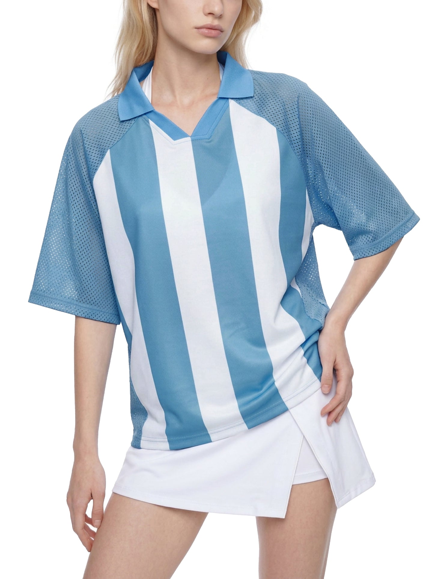 Saint Luciel Striped Mesh Boxy Soccer Jersey