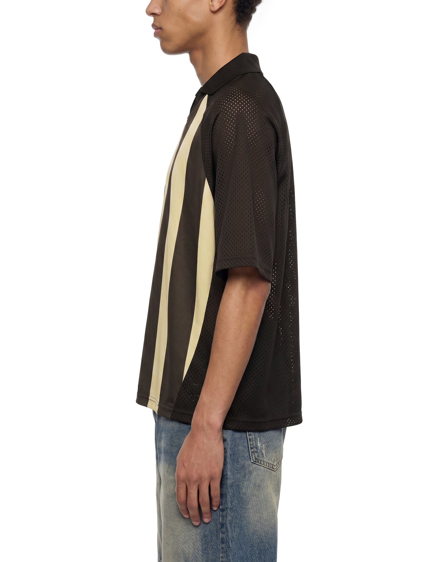 Saint Luciel Striped Mesh Boxy Soccer Jersey