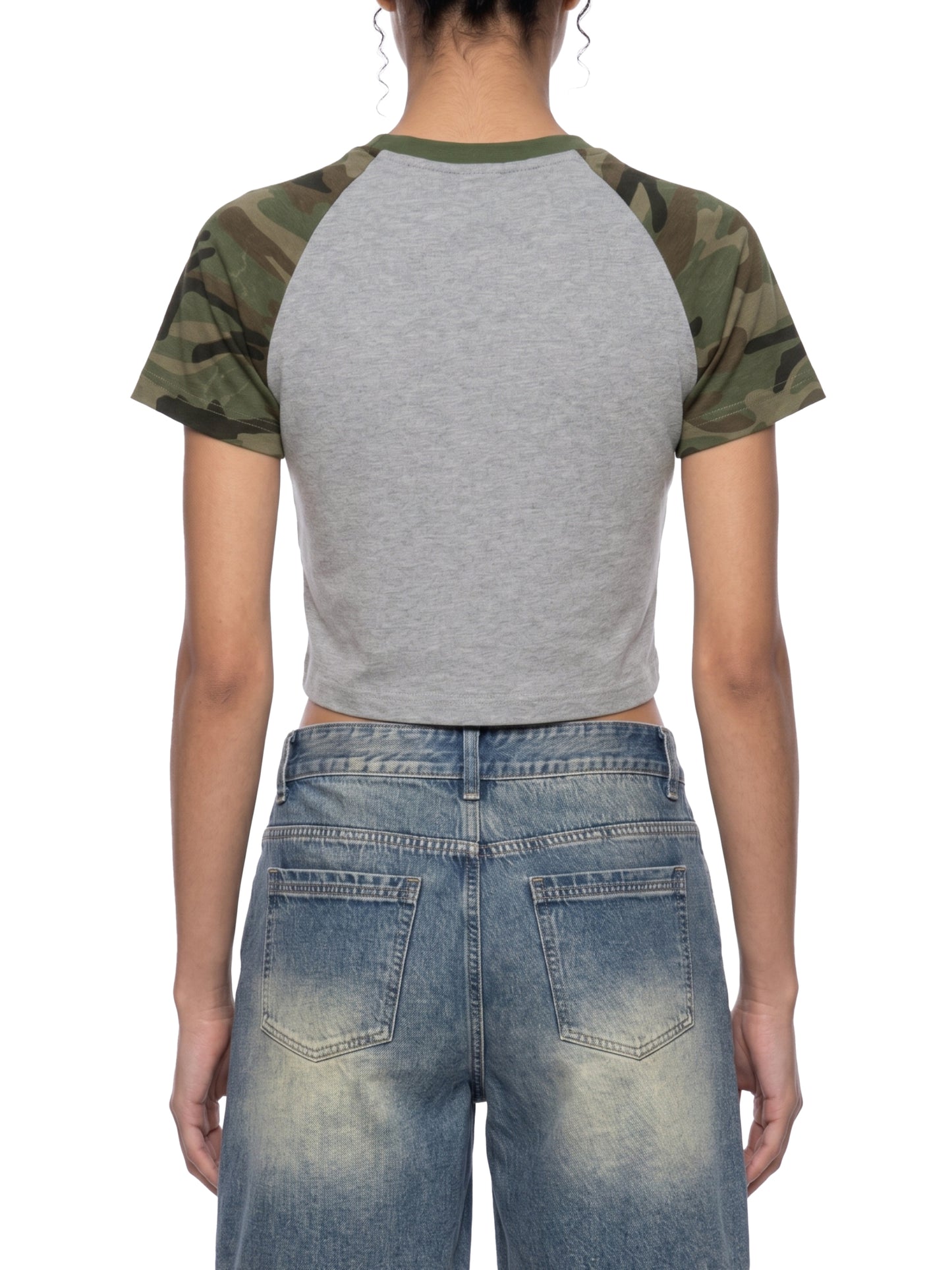 Saint Luciel Women’s Camo Raglan Crop T-Shirt