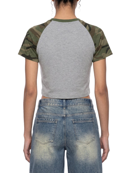Saint Luciel Women’s Camo Raglan Crop T-Shirt