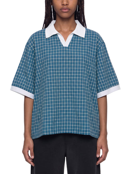 Saint Luciel Boxy Plaid Color Block Polo Shirt