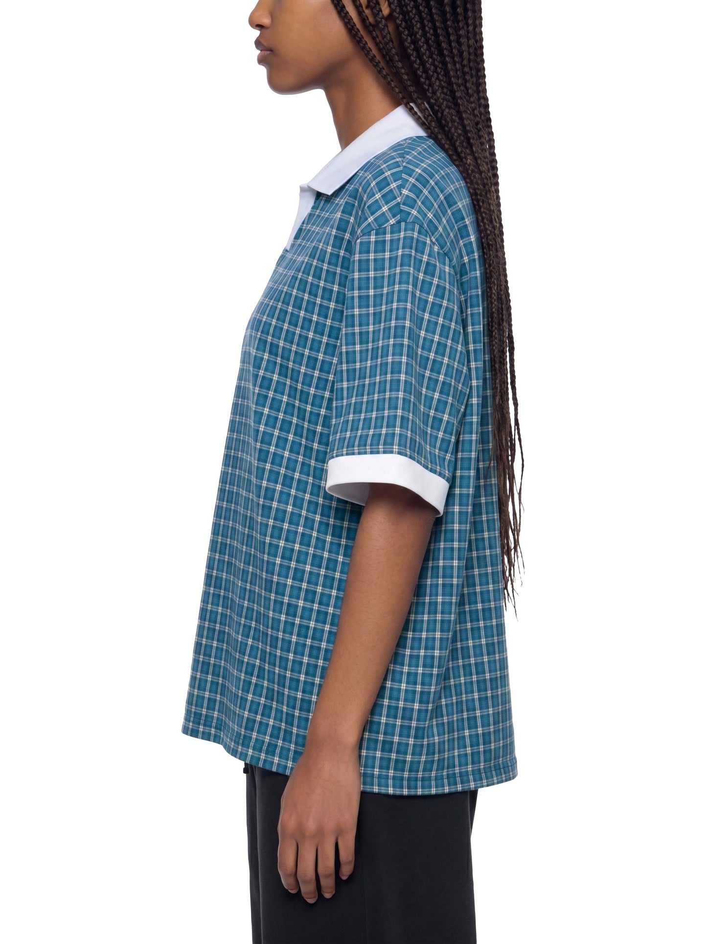 Saint Luciel Boxy Plaid Color Block Polo Shirt
