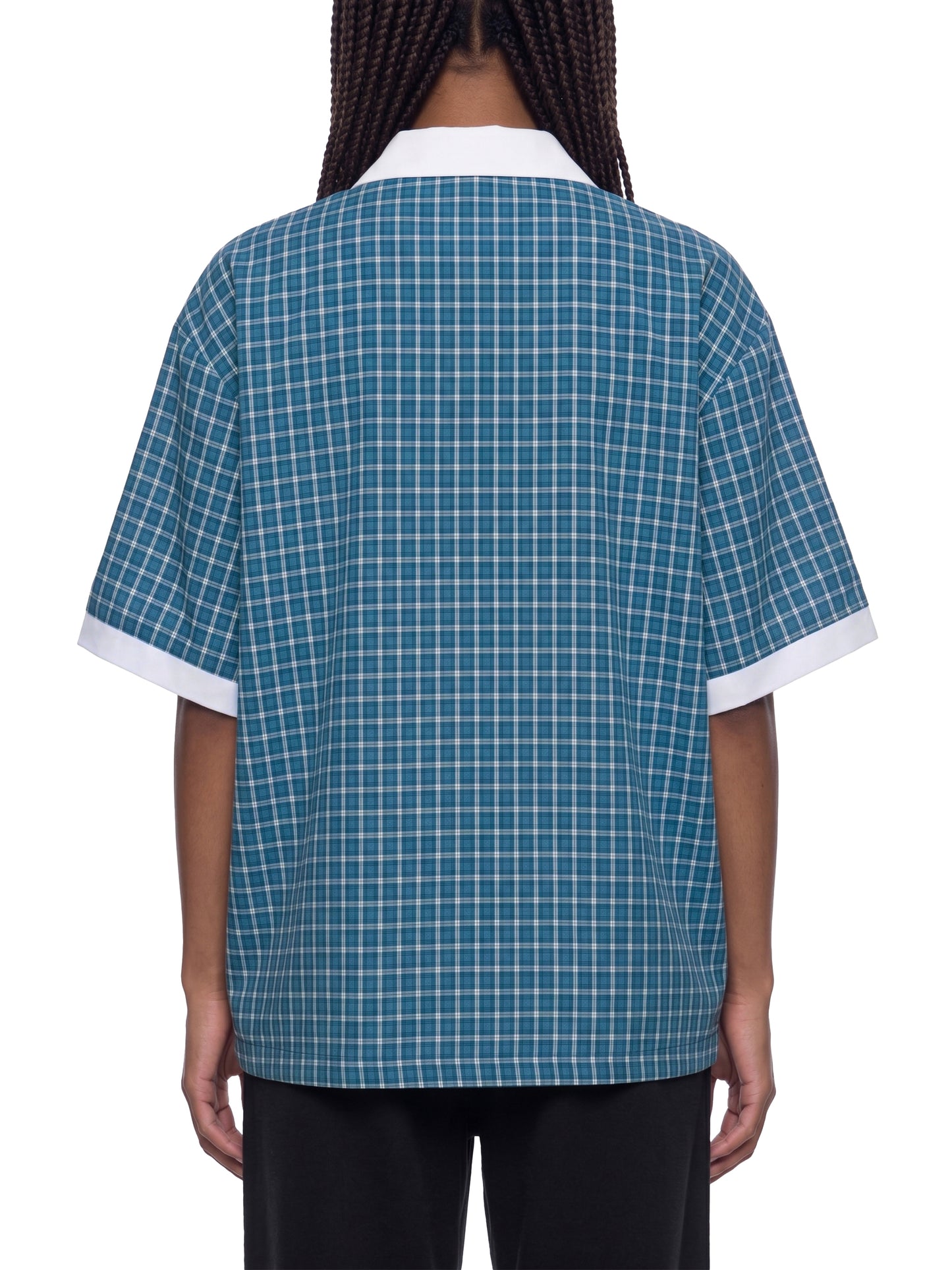 Saint Luciel Boxy Plaid Color Block Polo Shirt