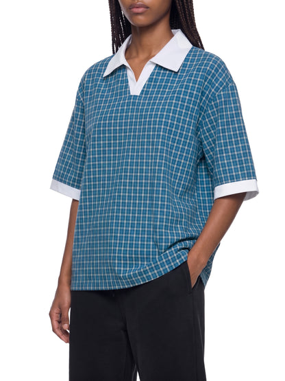 Saint Luciel Boxy Plaid Color Block Polo Shirt