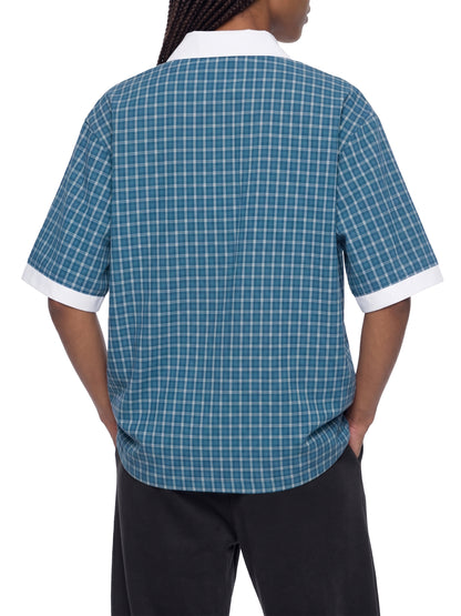 Saint Luciel Boxy Plaid Color Block Polo Shirt