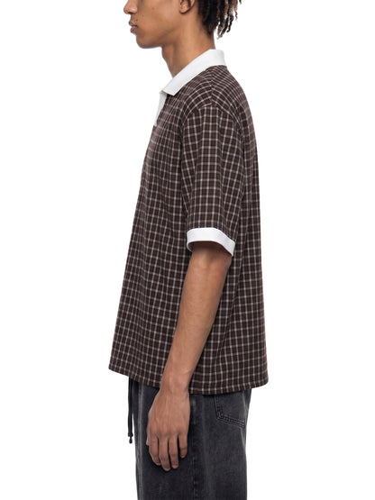 Saint Luciel Boxy Plaid Color Block Polo Shirt