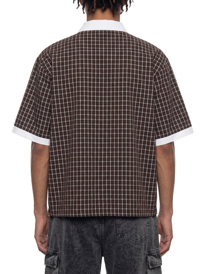 Saint Luciel Boxy Plaid Color Block Polo Shirt