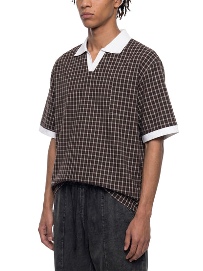 Saint Luciel Boxy Plaid Color Block Polo Shirt