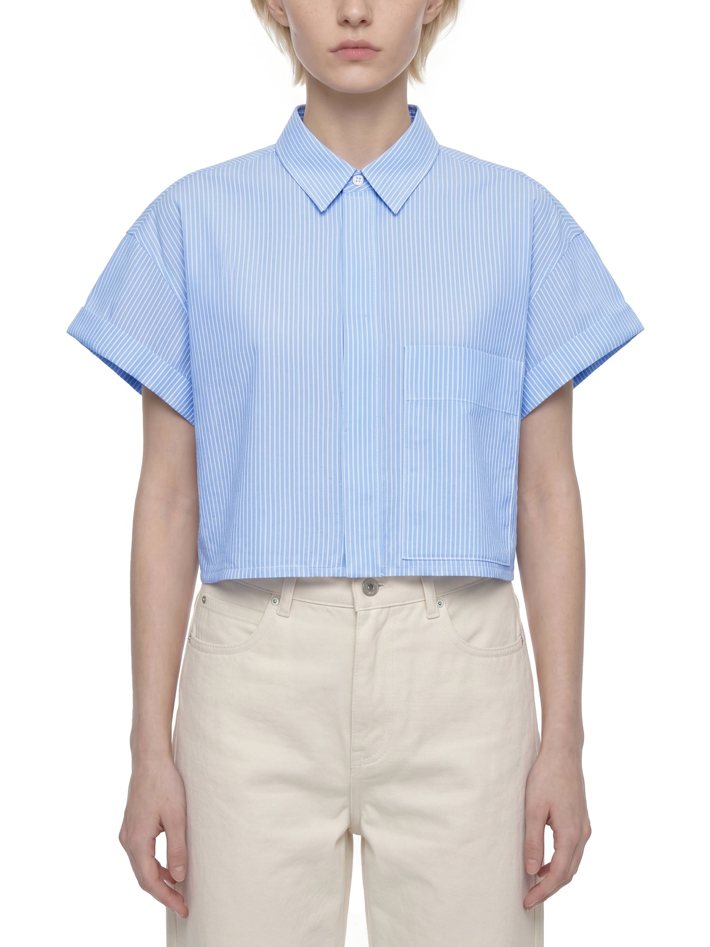 Saint Luciel Women’s Striped Boxy Cropped Shirt