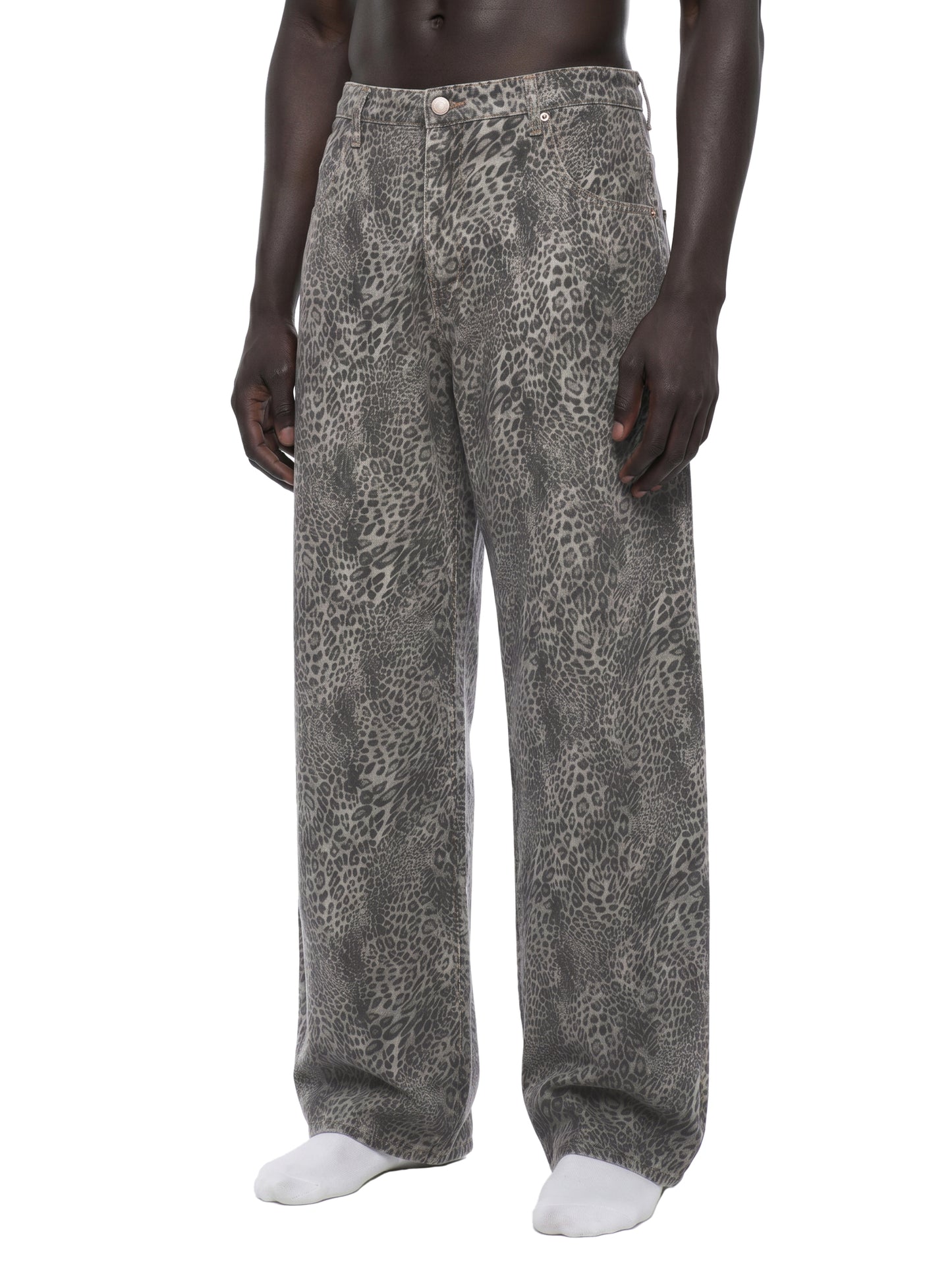 Saint Luciel Vintage Wash Leopard Wide Leg Jeans