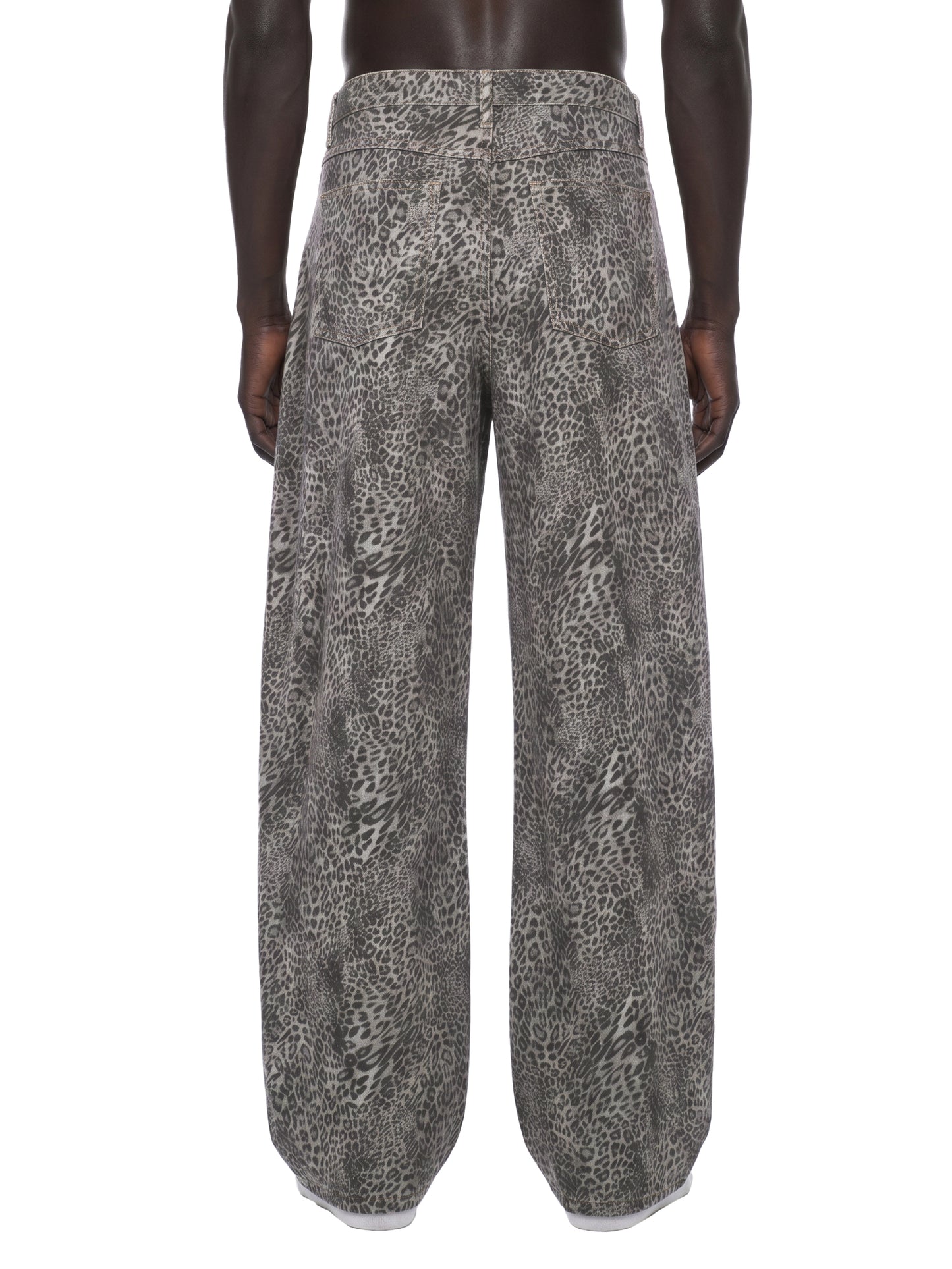 Saint Luciel Vintage Wash Leopard Wide Leg Jeans