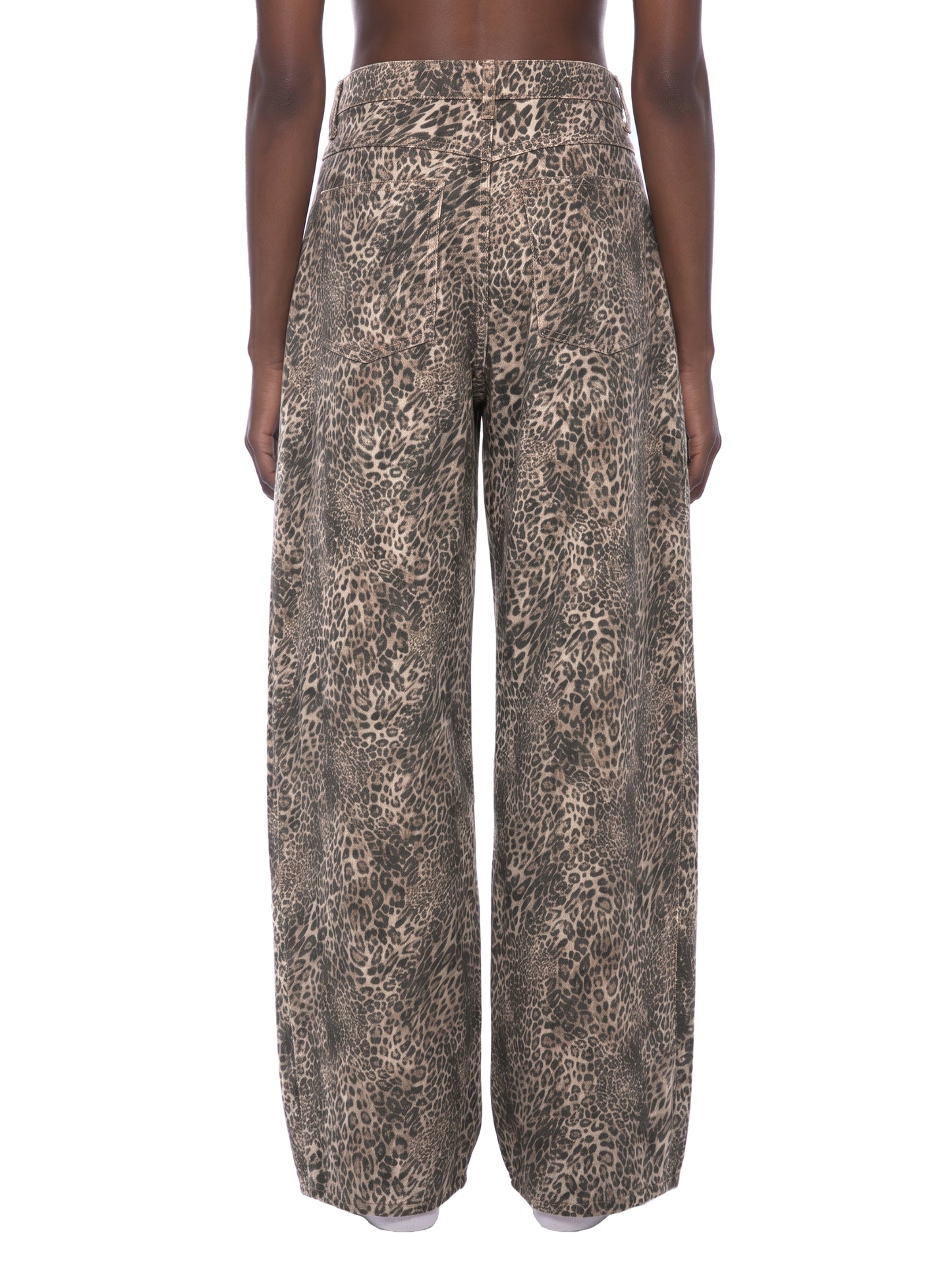 Saint Luciel Vintage Wash Leopard Wide Leg Jeans