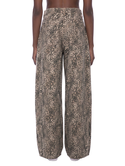 Saint Luciel Vintage Wash Leopard Wide Leg Jeans