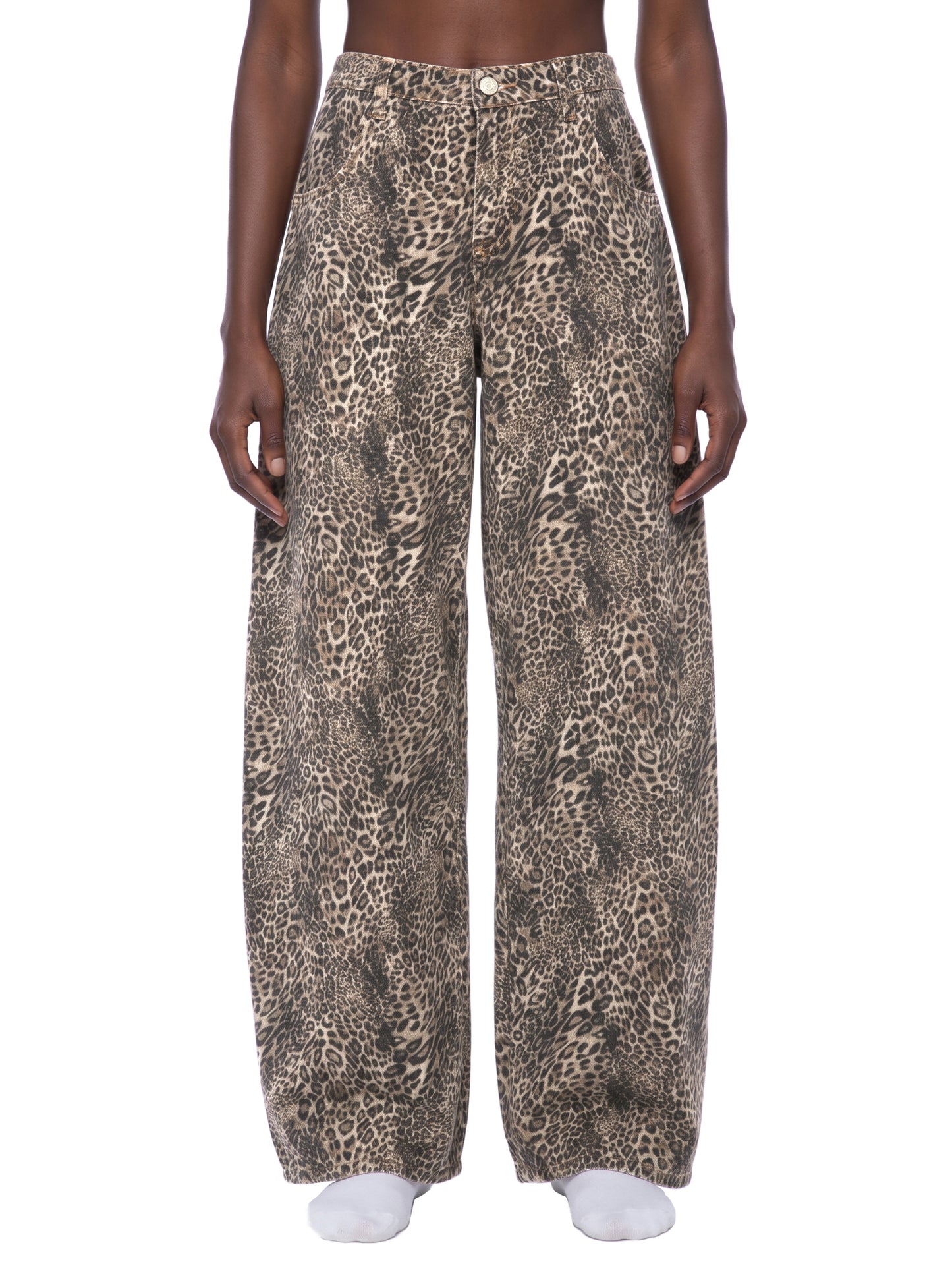 Saint Luciel Vintage Wash Leopard Wide Leg Jeans