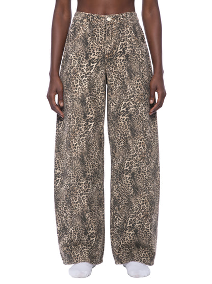 Saint Luciel Vintage Wash Leopard Wide Leg Jeans