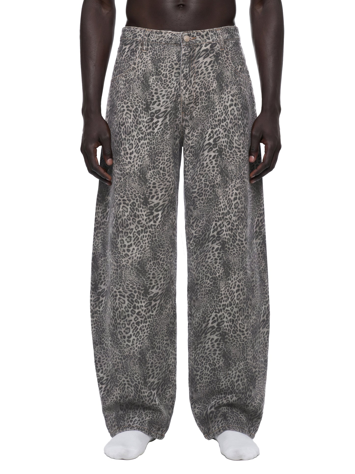 Saint Luciel Vintage Wash Leopard Wide Leg Jeans